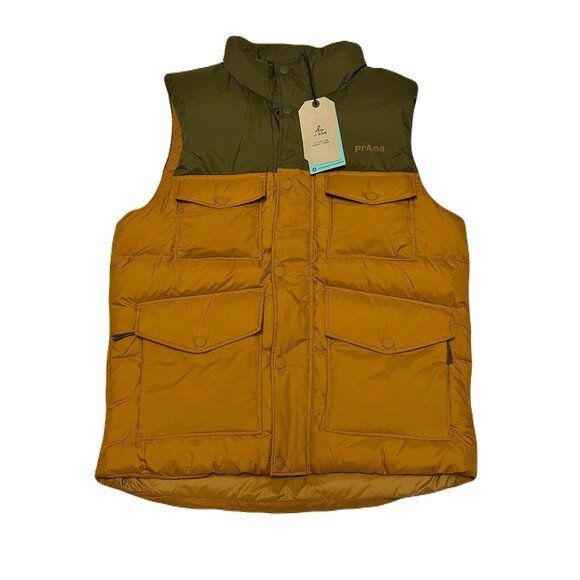NEW prAna Mens Size Small Timber Trail Green & Acorn Duck Down Puffer Vest $185 - Picture 2 of 9